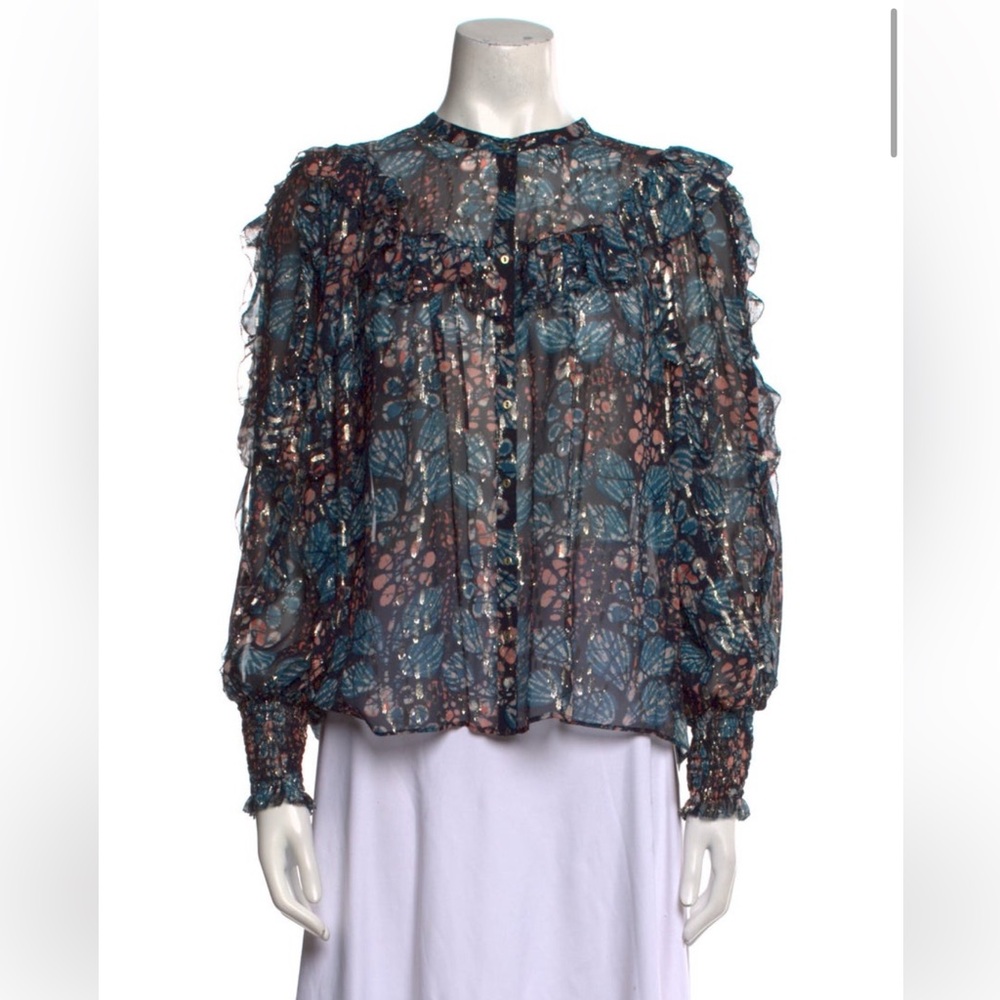 Ulla Johnson Floral Blouse - Blue and Pink